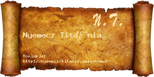 Nyemecz Titánia névjegykártya